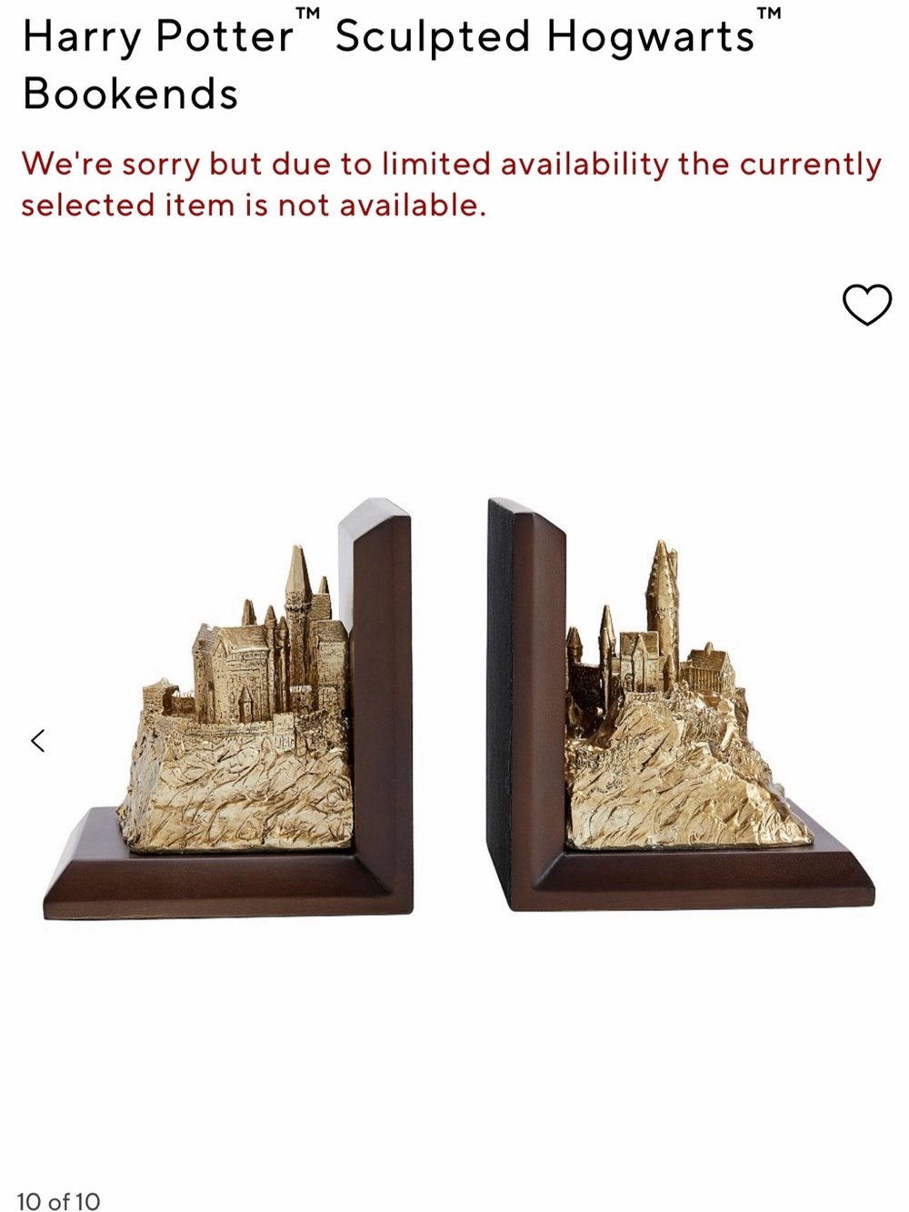 Warner Bros. Harry Potter Hogwarts Sculpted Bookends in Gold and Brown